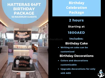 2-4 Hour Birthday Party Package - 64ft Yacht With Cake And Decorations Included