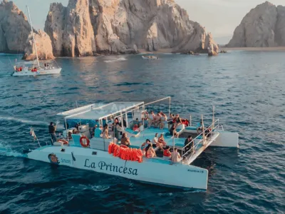 Los Cabos Sunset Catamaran Cruise with Open Bar & Light Snack