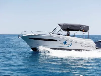 Ibiza Private Charter on Pacific Craft 700 – Dual Sundecks & Cabin Comfort