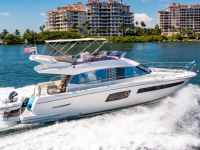 French Luxury on the Water | 52ft Prestige Flybridge Yacht Charter Miami