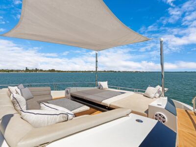 112' Custom Privilege Superyacht Charter in Miami | 2 Jacuzzis, Sauna, Jet Skis & Aquabana Included | AnchorsBook Photo Indulge in a Floating Wellness Retreat on the 95’ Ocean Alexander with Jacuzzi and Gym