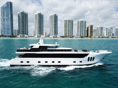 112' Custom Privilege Superyacht Charter in Miami | 2 Jacuzzis, Sauna, Jet Skis & Aquabana Included